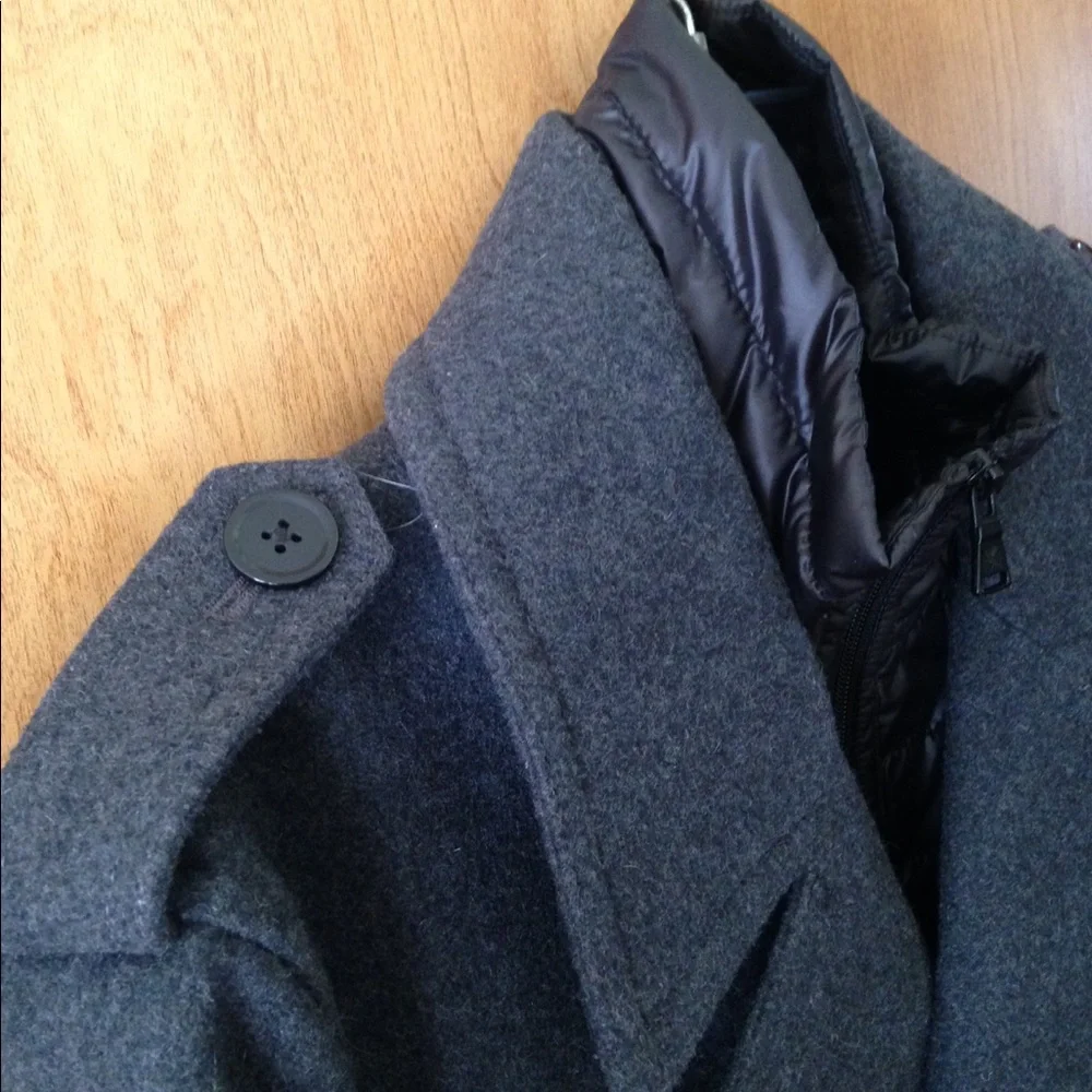 Express Men's Double-Breasted Gray Peacoat - Picture 4 of 8